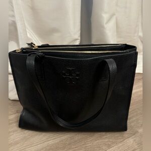 100% authentic Tory Burch black leather tote